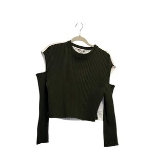 Zara Dark Green Ribbed Crop Top